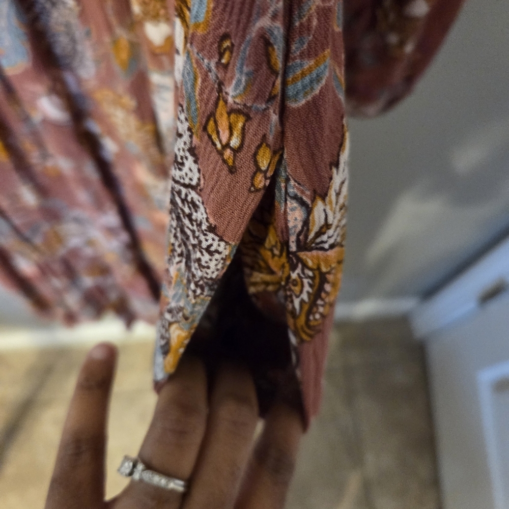 Knox Rose Womens Floral Long Dusty Rose Sleeve Bohemian Midi Dress Size Large - Picture 10 of 13